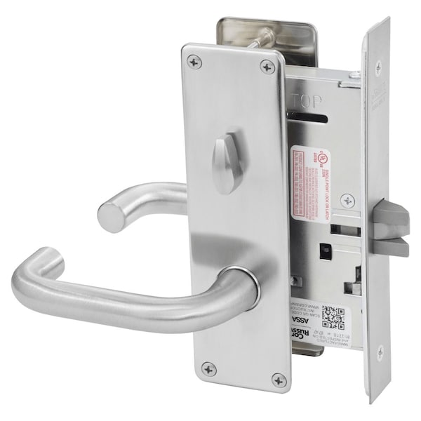 Privacy Mortise Lock, LW Lever, N Escutcheon, Satin Chrome